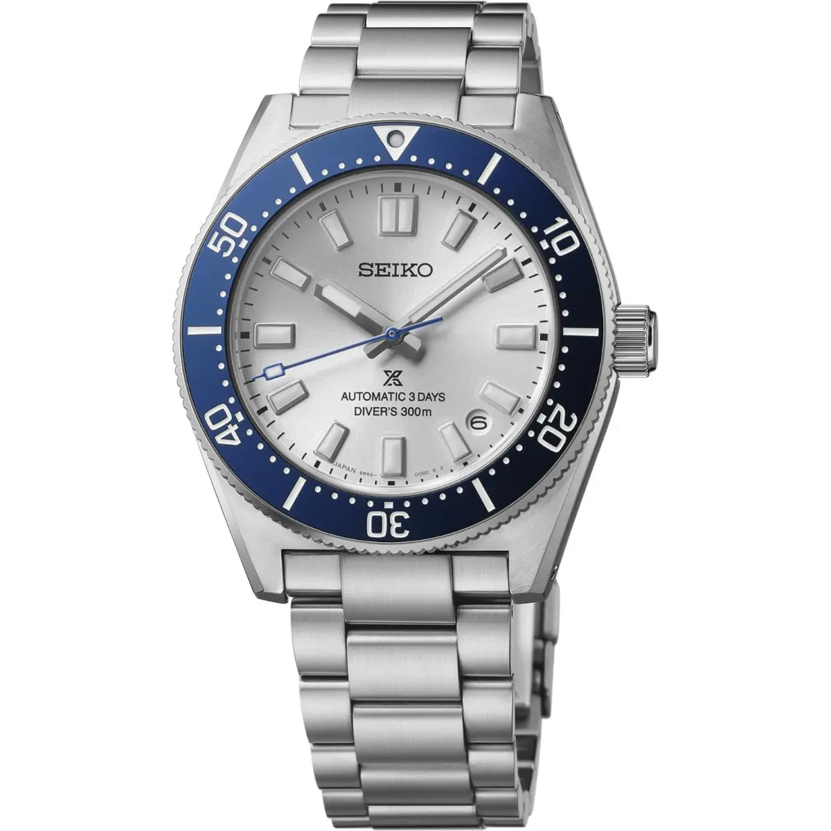 Seiko Prospex Silver Dial Hard Coating Stainless Men`s Watch HBC005 - Dial: Silver, Band: Silver, Bezel: Blue