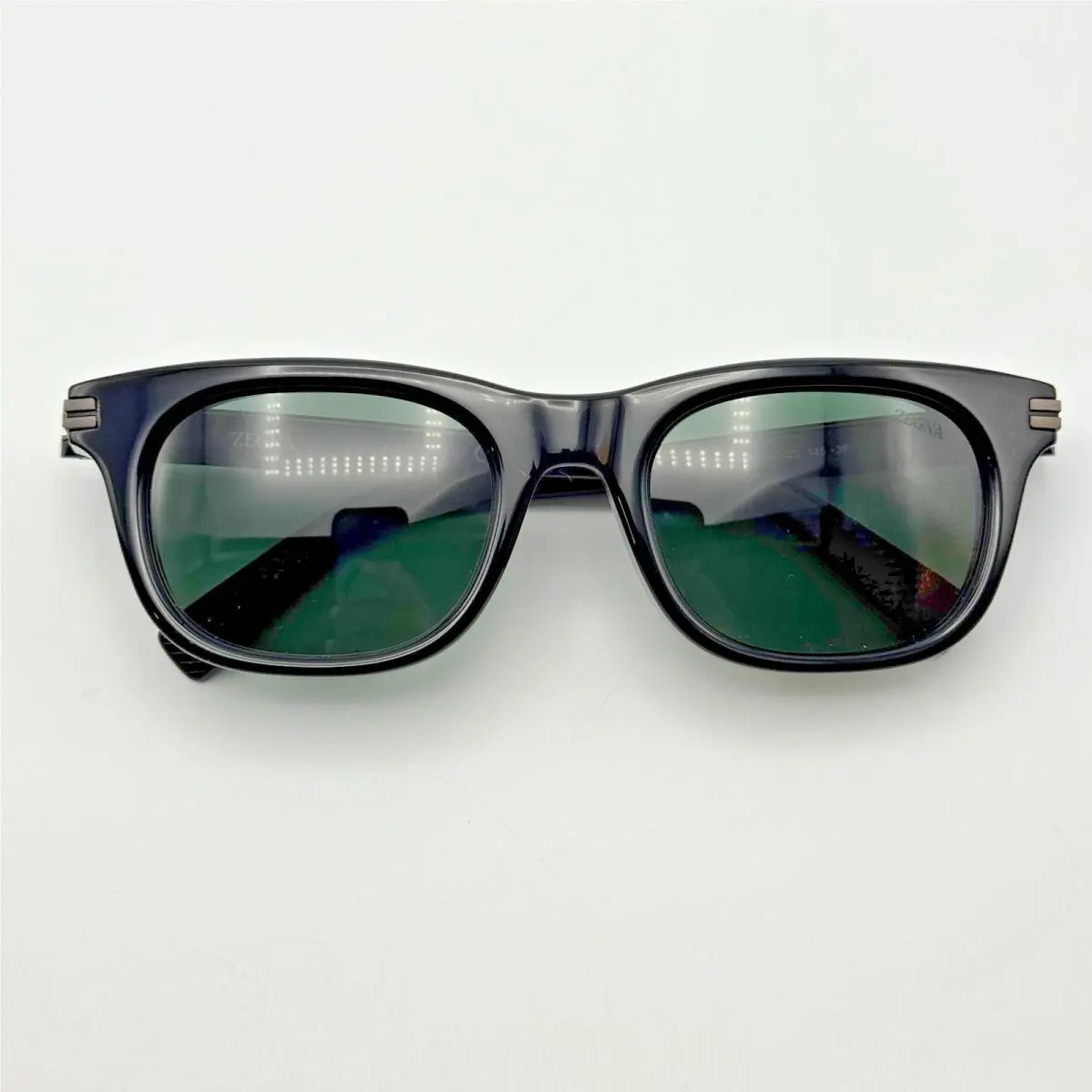 Sunglasses EZ0281-F 01R Black Frame Green Polarized Asian Fit by Ermenegildo Zegna