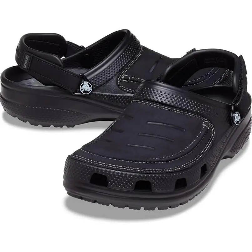 Crocs Men`s Classic Yukon Vista II Clog Vegan Leather Black/slate Gray Size 8