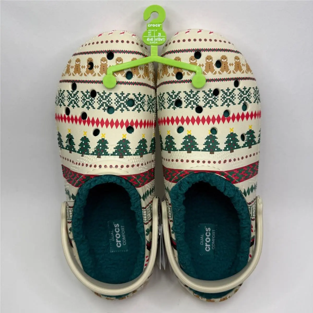 Crocs Classic Lined Fair Isle Clog Mens 11 Holiday Christmas Bone 212050-2Y2
