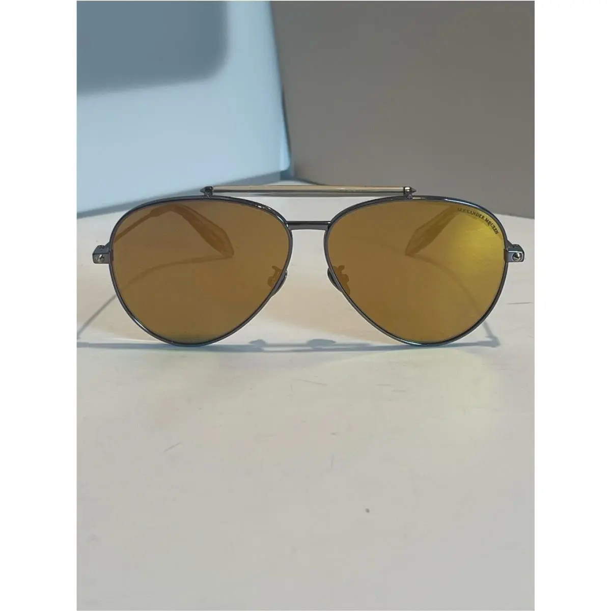 Alexander Mcqueen AM0058S Sunglasses Metal Aviator/pilot Ruthenium/gold by Alexander McQueen