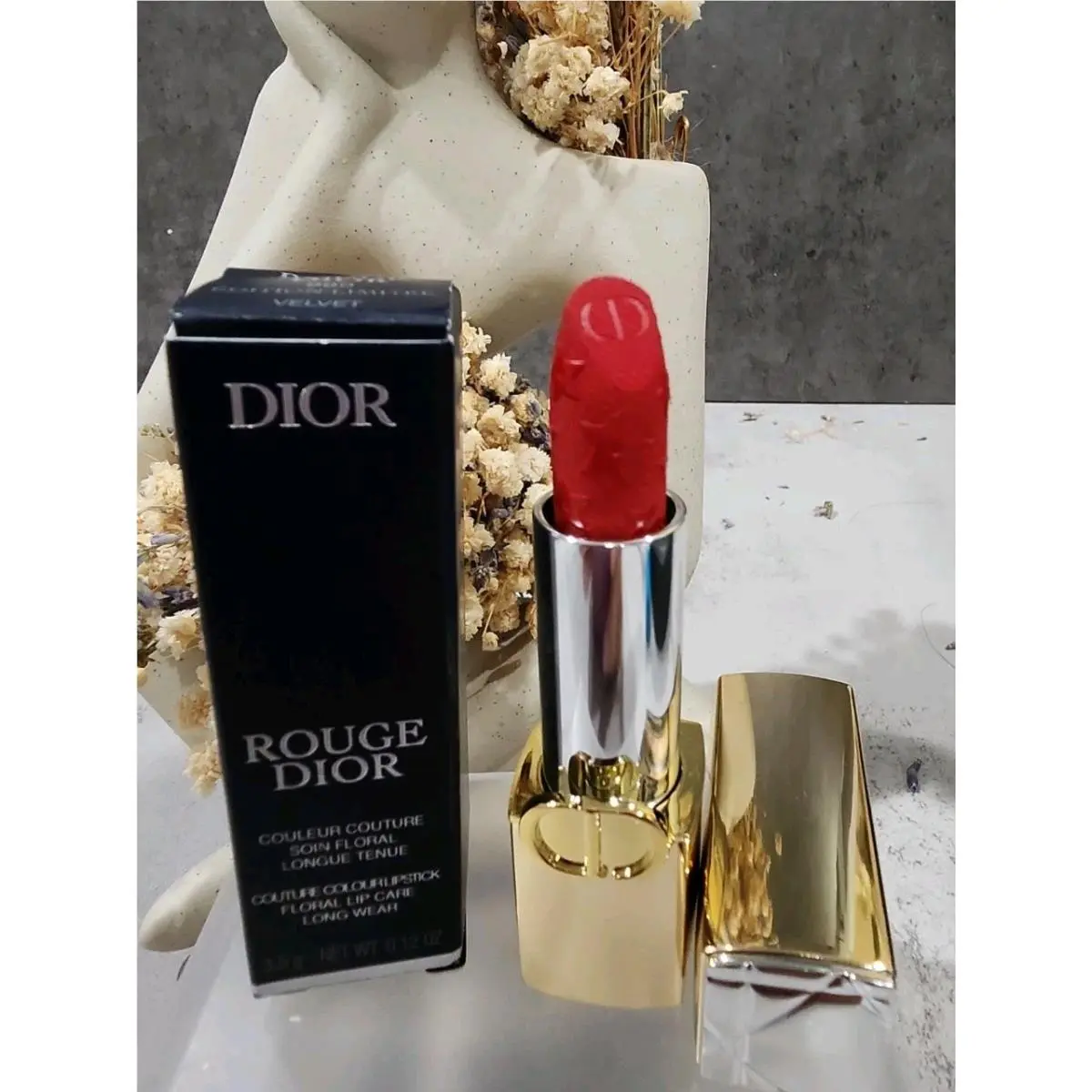 Dior Rouge Lipstick Floral Lip Care in 999 Velvet Holiday 2025 Limited Edition