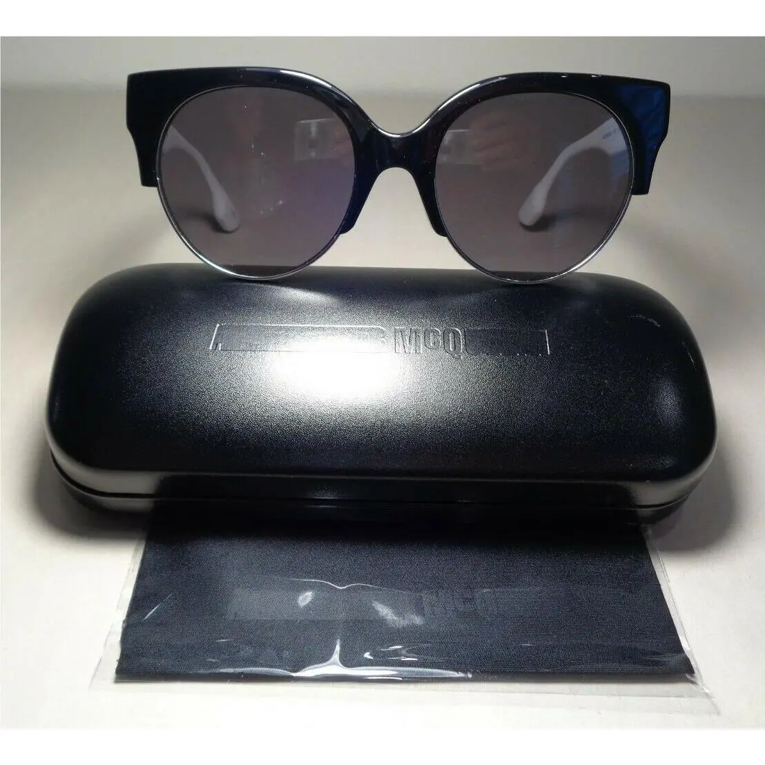 Mcq by Alexander Mcqueen MQ0048SA Black White Grey Women`s Sunglasses by Alexander McQueen