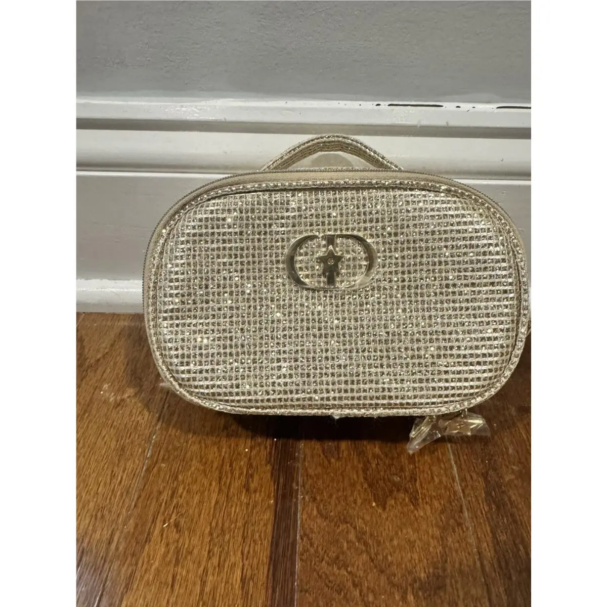 Christian Dior Beaute Gold Sparkle Tweed Limited Edt Makeup Case Zip Travel Bag