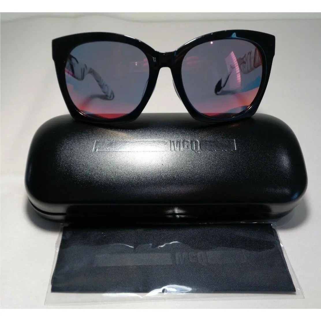 Mcq by Alexander Mcqueen MQ0017SA Black White Red Women`s Sunglasses by Alexander McQueen