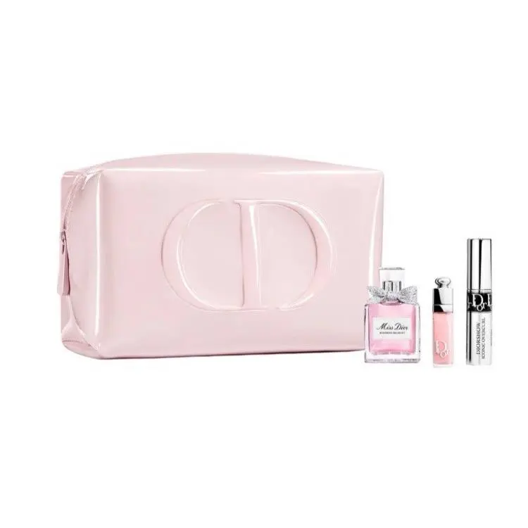 Dior 4PC Makeup Gift Set-pink Zip Pouch-mascara-lip Gloss-miss Dior Edt 5ml-NEW