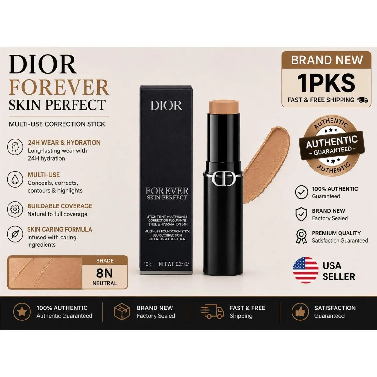 Dior Forever Skin Perfect Foundation Stick 8N Neutral 10g