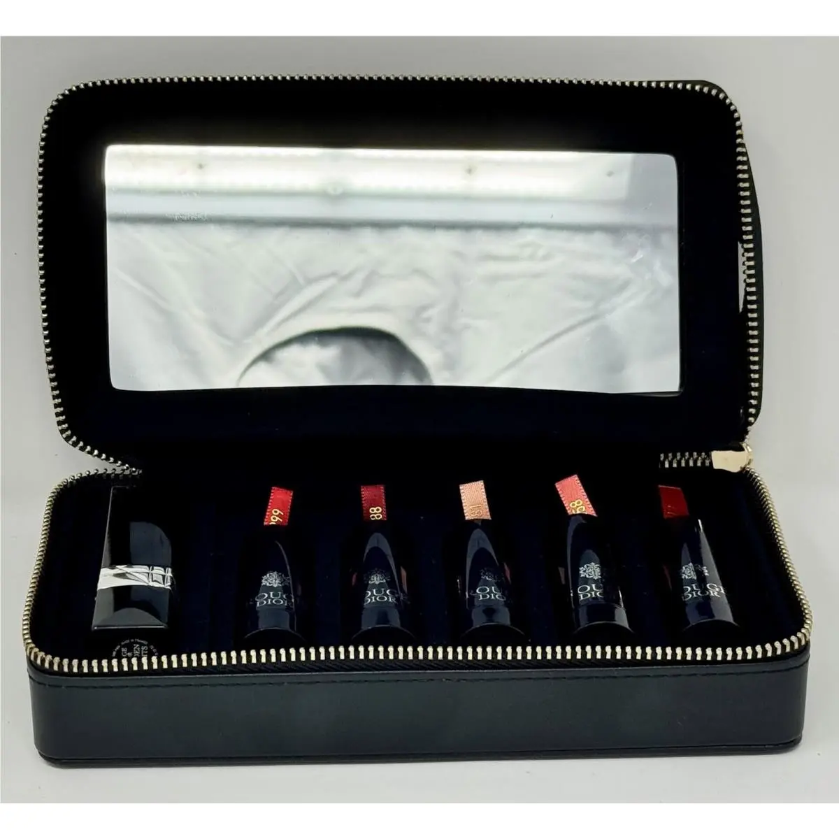 Dior Rouge Golden Nights Lipstick Set 6 Full Size Lipsticks Case Mirror