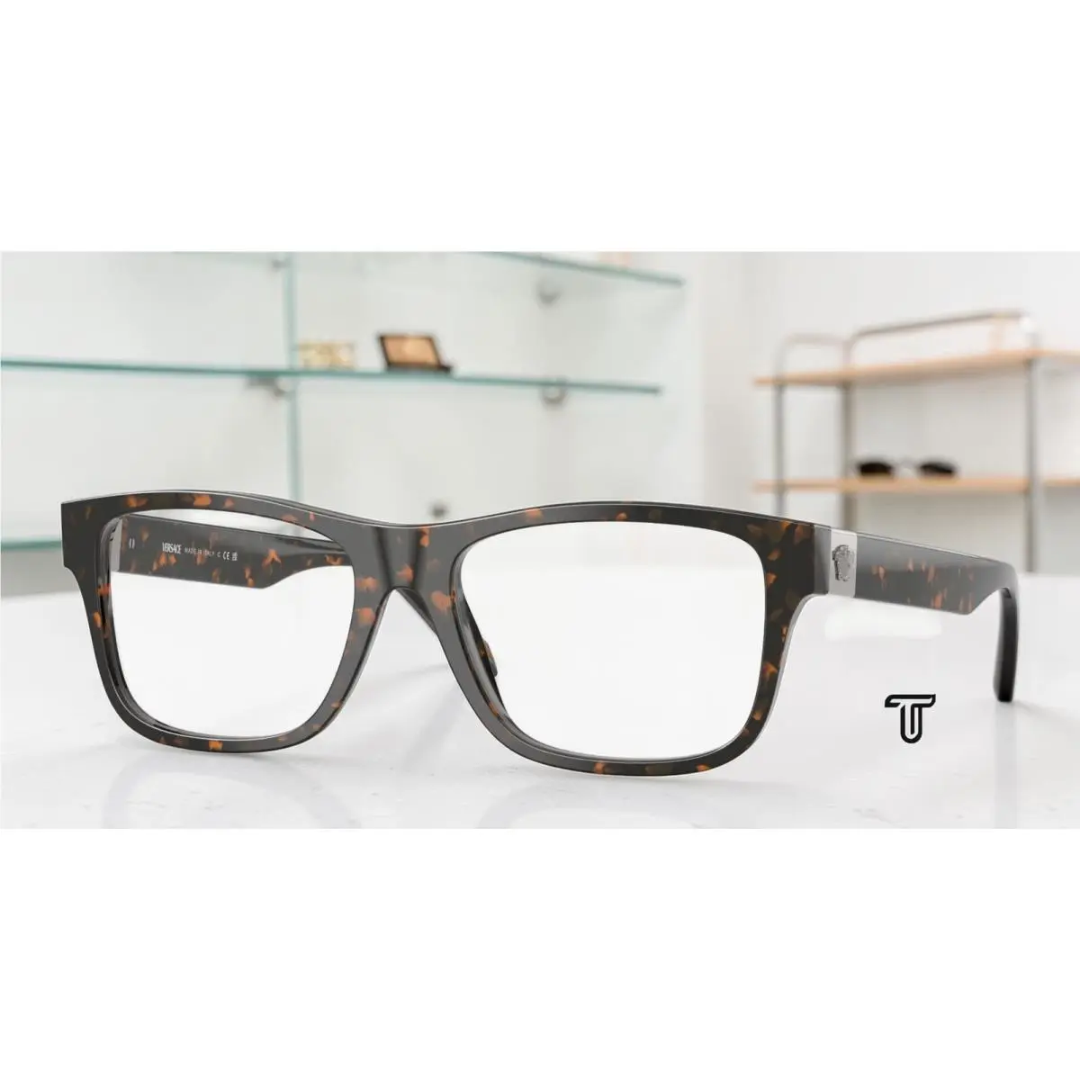 Versace VE3380 5528 Brown Tortoise Demo Lens 54 mm Men`s Eyeglasses