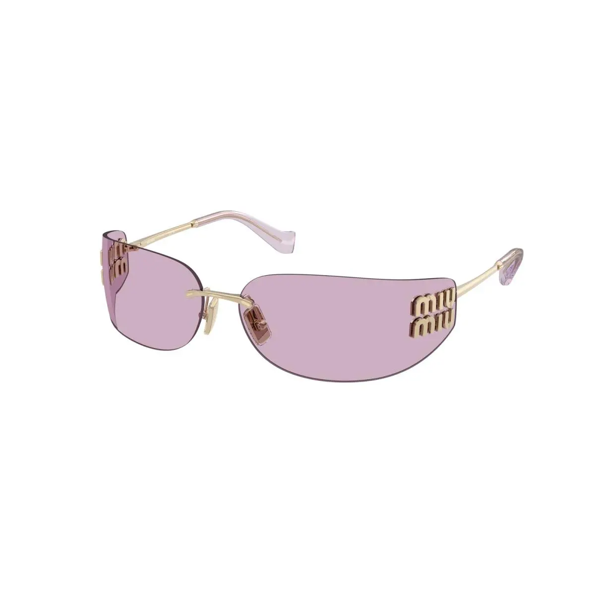 MUA51S ZVN90O 75mm Sunglasses Pale Gold / Pink Solid Lens by Miu Miu
