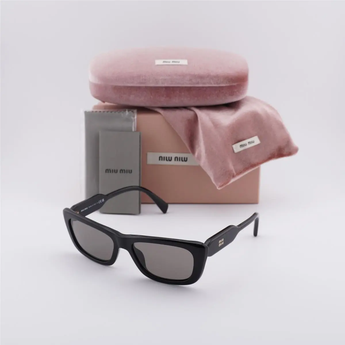 MU B12S 16K80Q Glossy Black/dark Grey 56-17-140 Sunglasses by Miu Miu