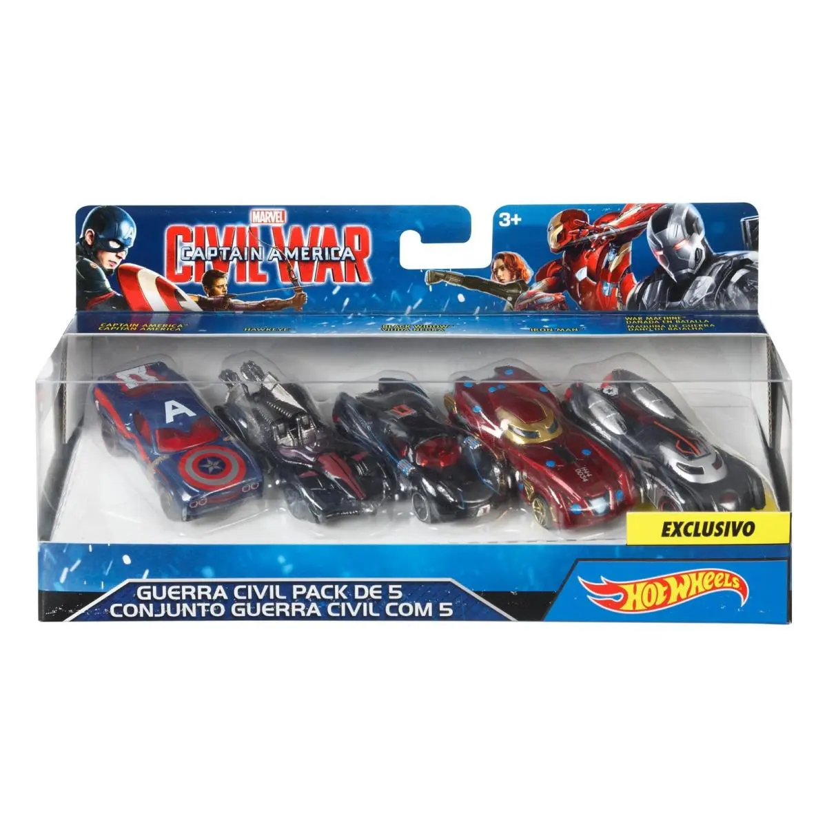 Hot Wheels Marvel Captain America Civil War Character Car 5 Pack