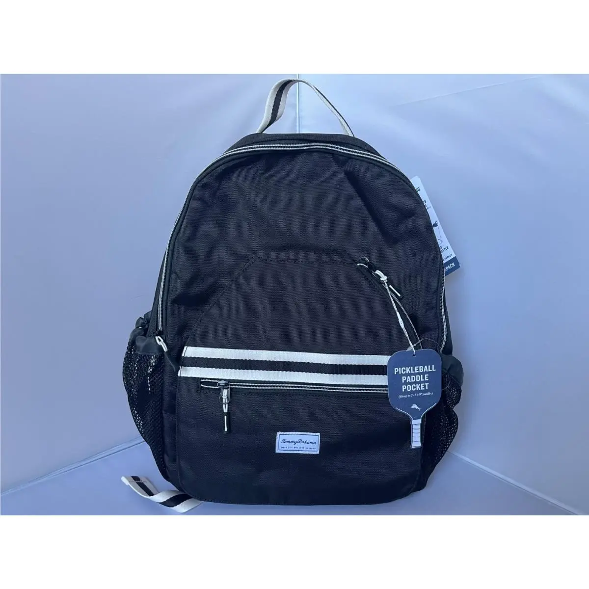 Pickleball Backpack Black with Water Bottle Place Key Cha by Tommy Bahama