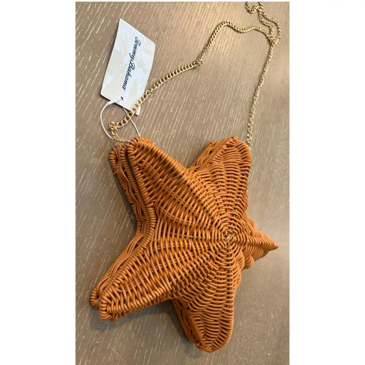 Starfish Wicker Woven Gold Strap Bag Nautical Beach Sealife Tan by Tommy Bahama