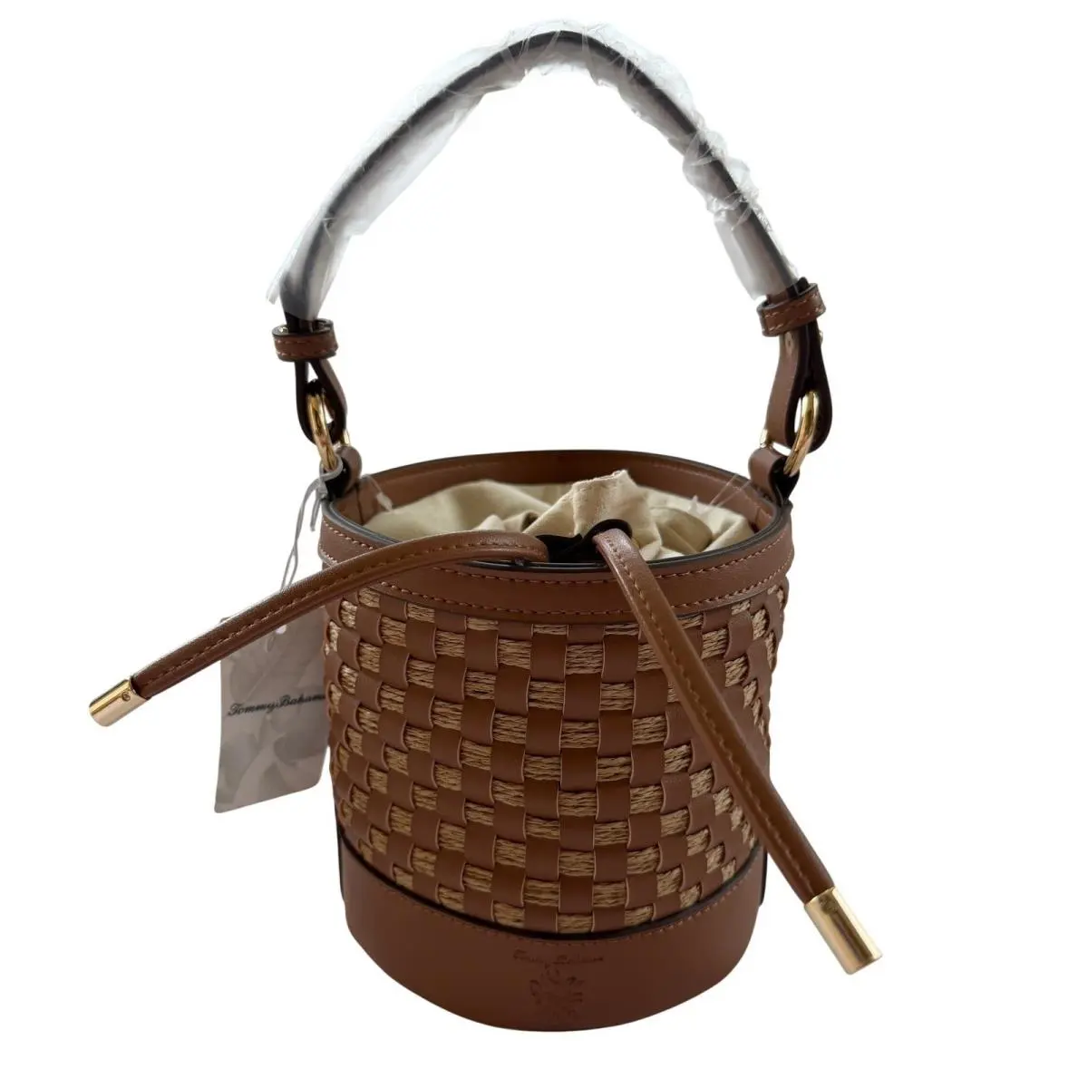 Brown Woven Straw Bucket Bag Crossbody Pineapple TQFB0264 by Tommy Bahama