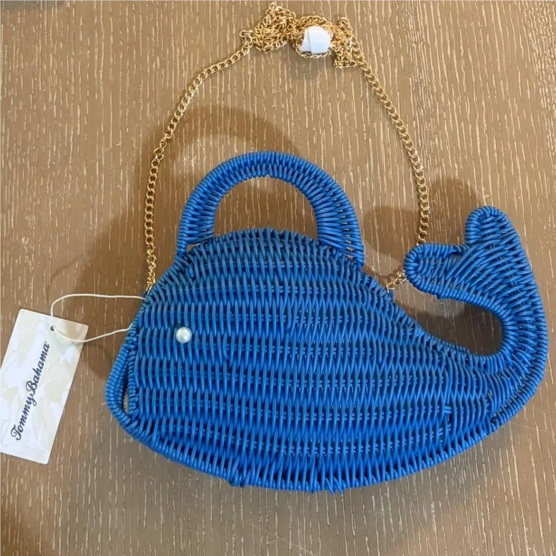 Raffia Woven Wicker Crossbody Bag Blue Whale Handbag Purse by Tommy Bahama