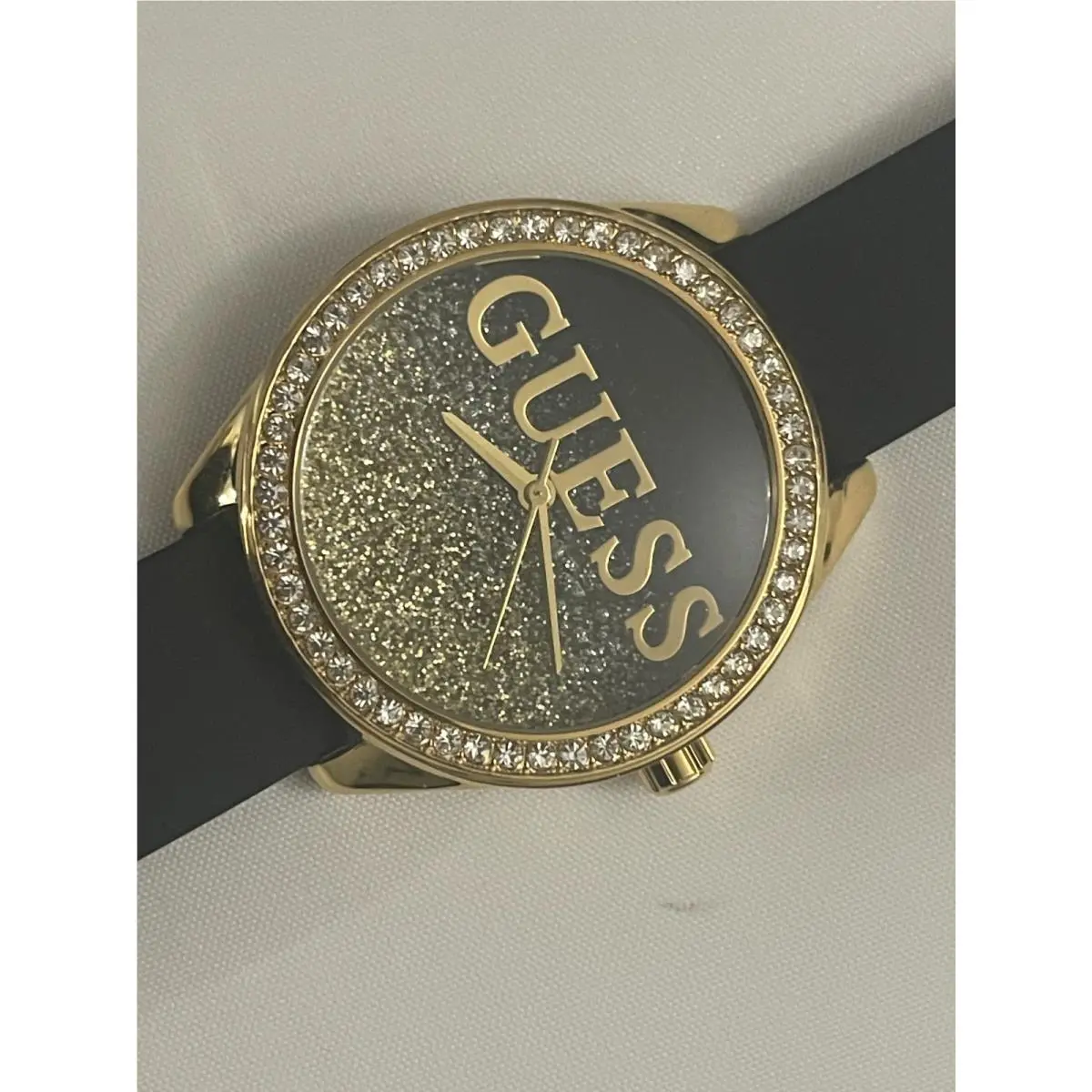 U1385L1 Black Silicon Logo Shimmer Watch 35 mm by Guess