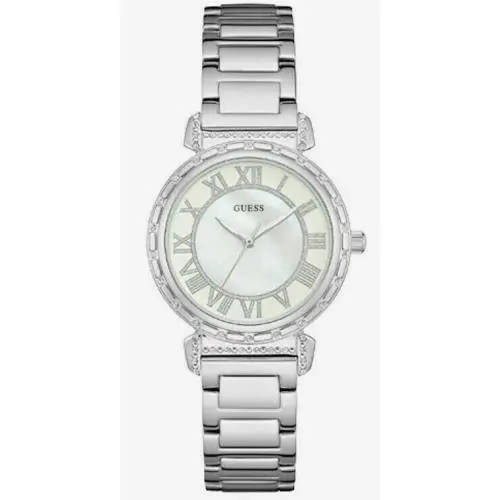 34mm W0831L1 Ladies Silver Date Crystal-accented Bezel WR For Mother Day by Guess