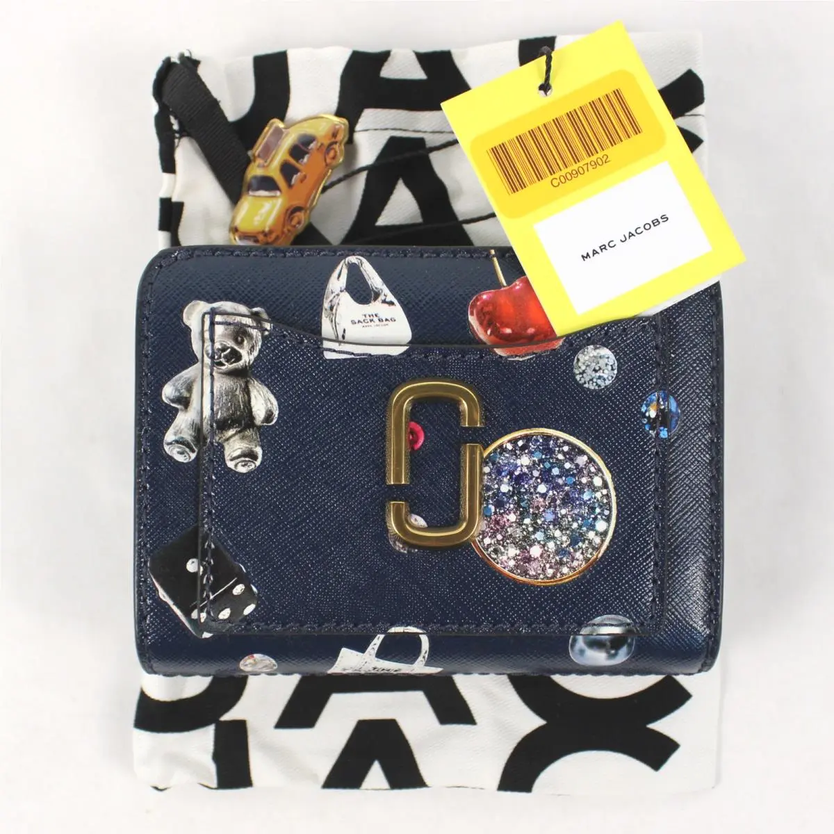 The Trinket Utility Snapshot Mini Compact Wallet In Navy Multi by Marc Jacobs