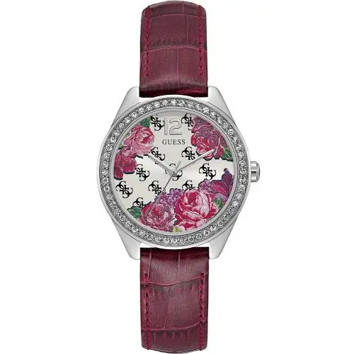36mm W0905L2 Mini Rose Leather Belt Analog Watch Stainless Steel by Guess