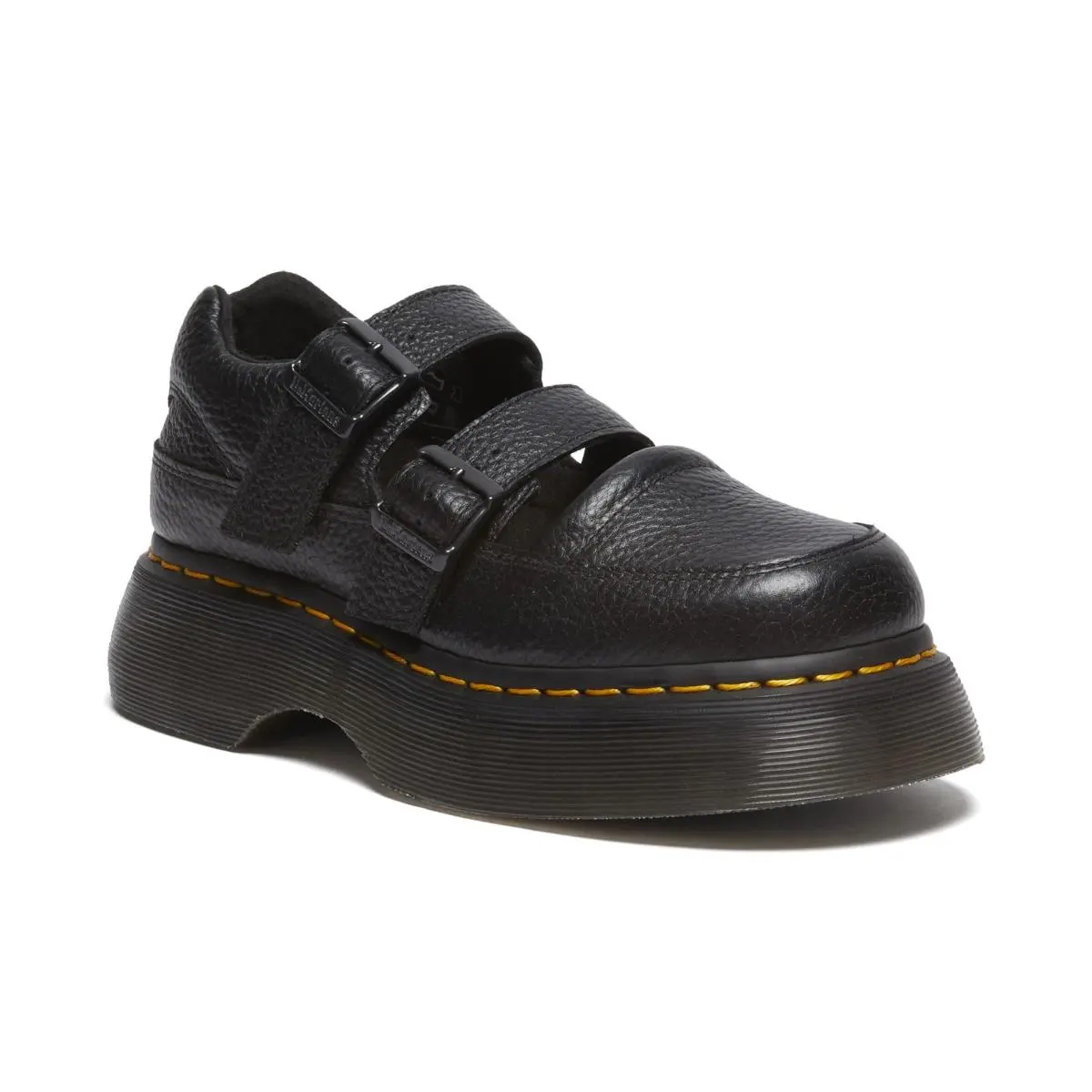 Women`s Buzz Mary Jane Shoes Light Tan Mini Leopard Spot black milled nappa by Dr. Martens