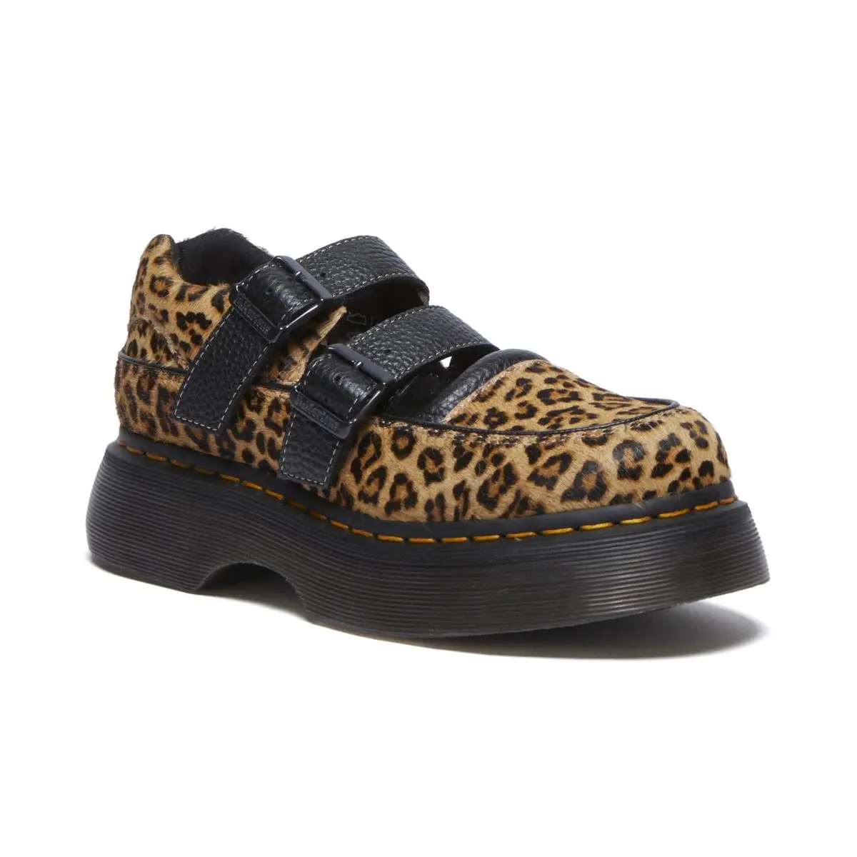 Women`s Buzz Mary Jane Shoes Light Tan Mini Leopard Spot light tan mini leopard spot hair on by Dr. Martens