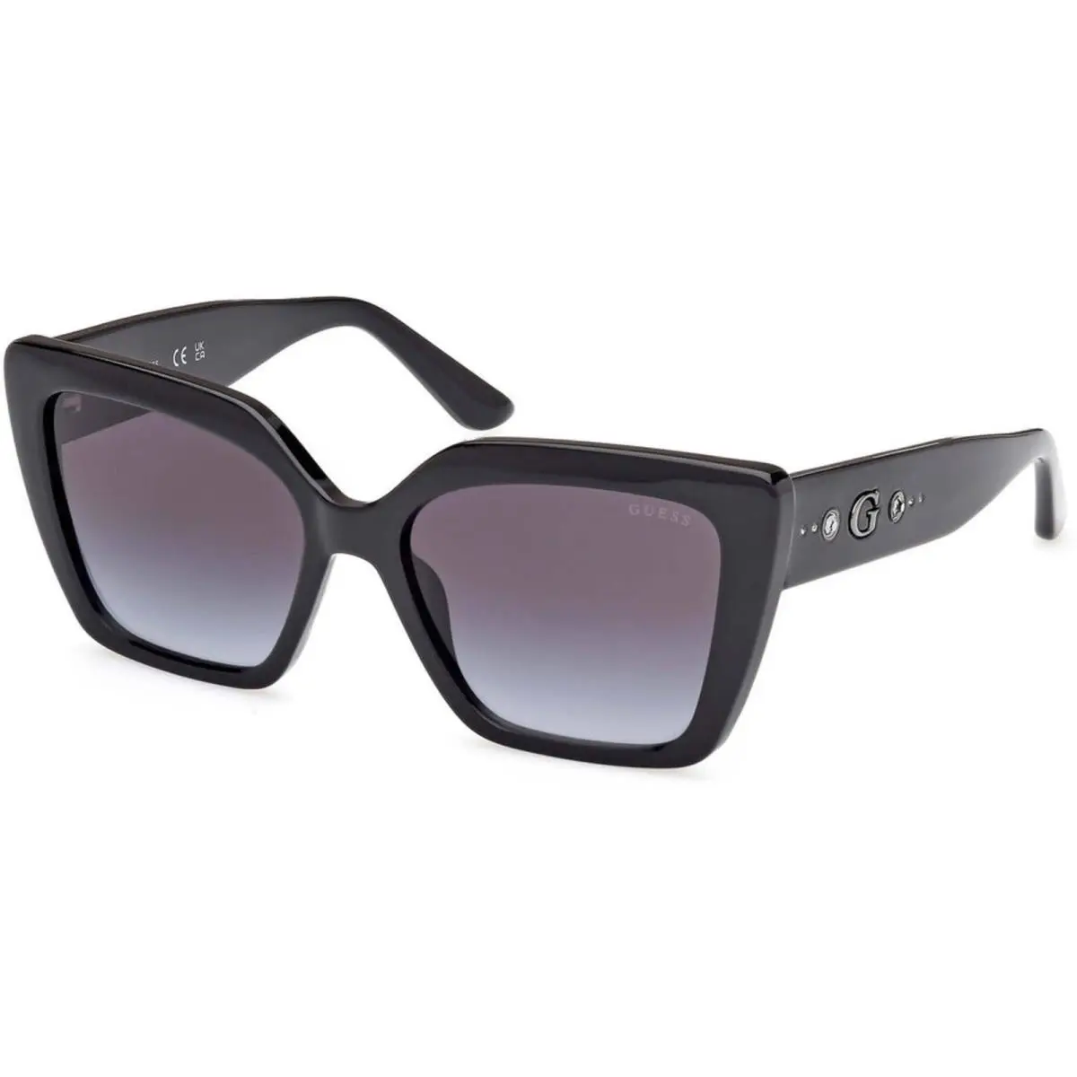 Women`s Sunglasses Shiny Black Acetate Butterfly Shape Frame GU00162 5501B by Guess