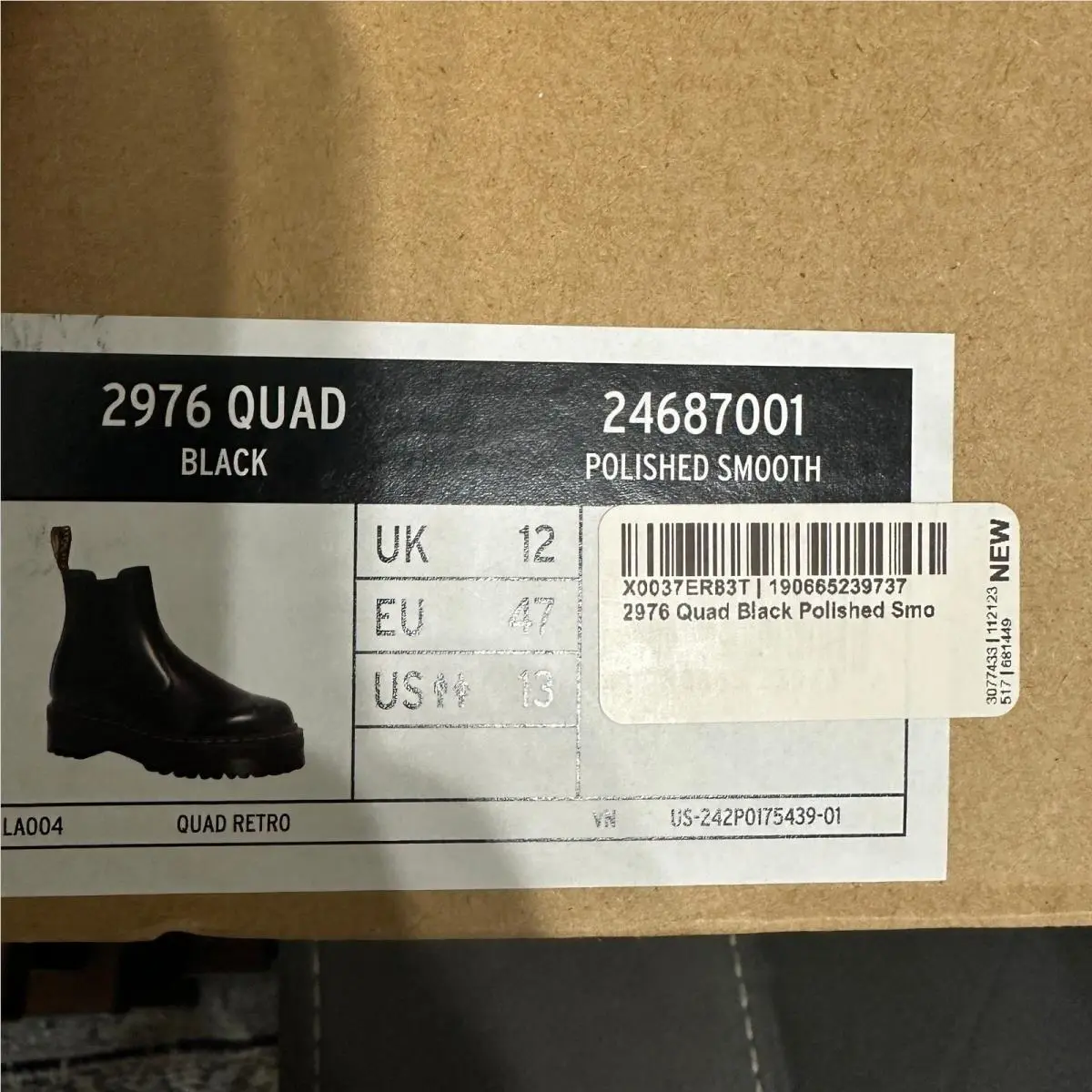 Leather Boots Mens Size 13 Chelsea 2976 Quad Smooth Black by Dr. Martens