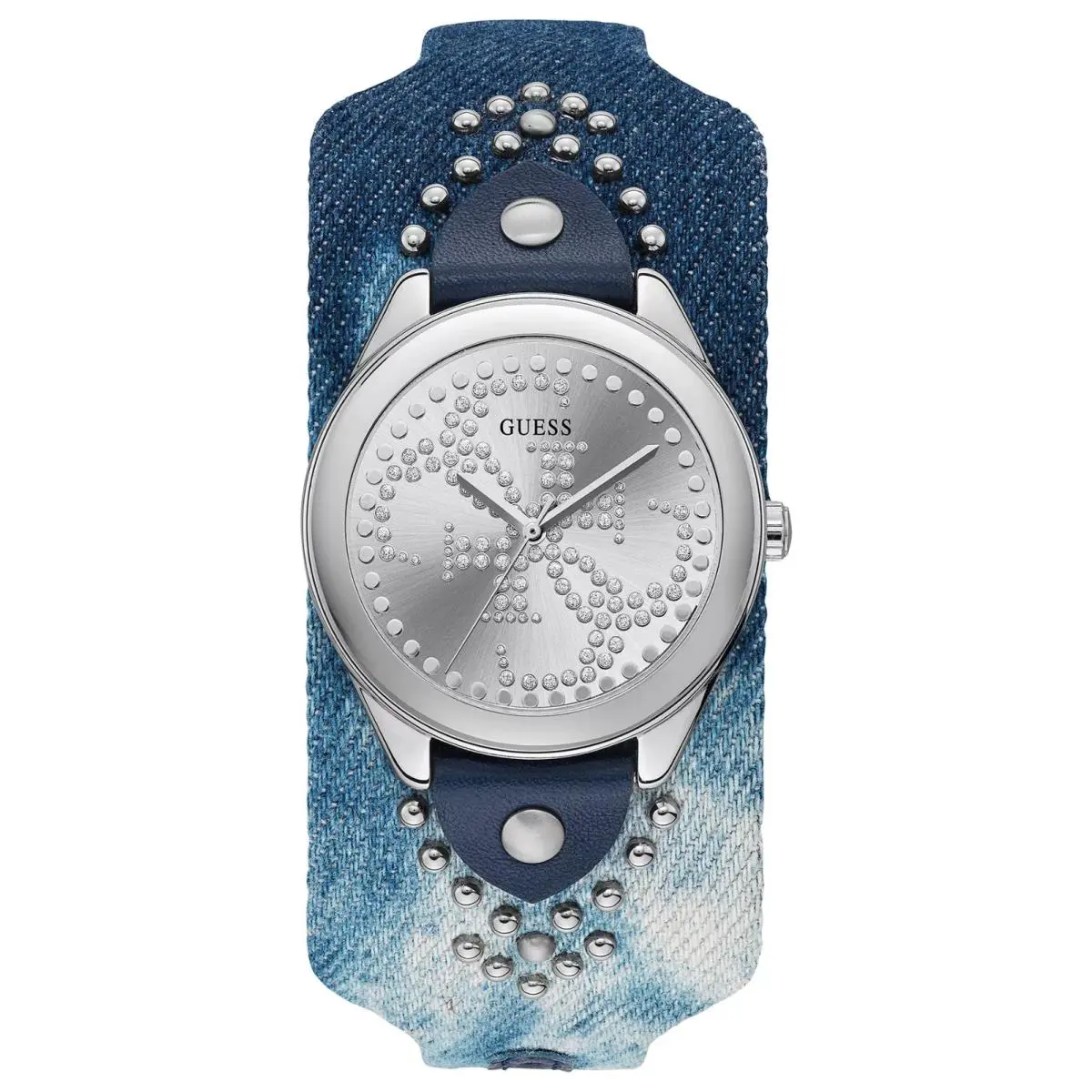 Guess Women`s Blue Leather Cuff Strap Watch 36.5mm