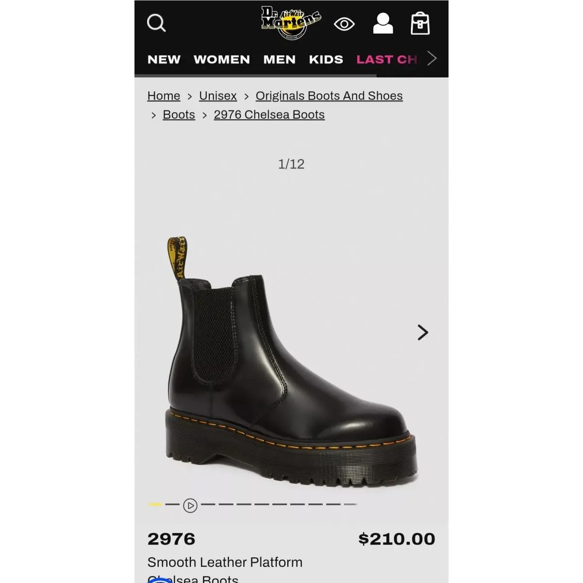 Dr.martens 2976 Quad Smooth Leatherplatformchelseaboots Black Mens 10 US 10m 11L by Dr. Martens