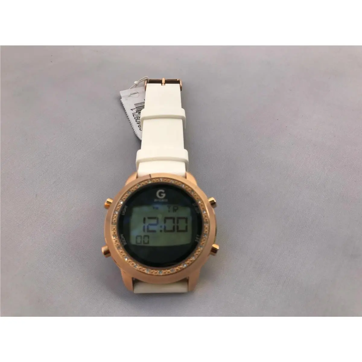 38 mm Women`s G84097L1 White Digital Watch Silicone Strap by Guess