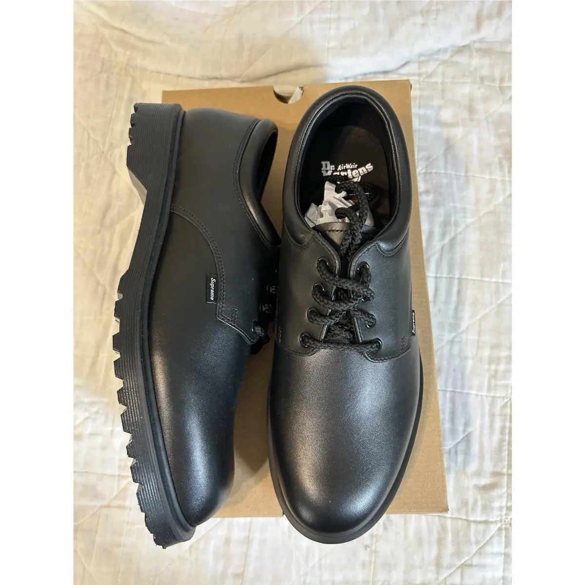 Supreme  Postal 4 Eye Shoe in Black by Dr. Martens