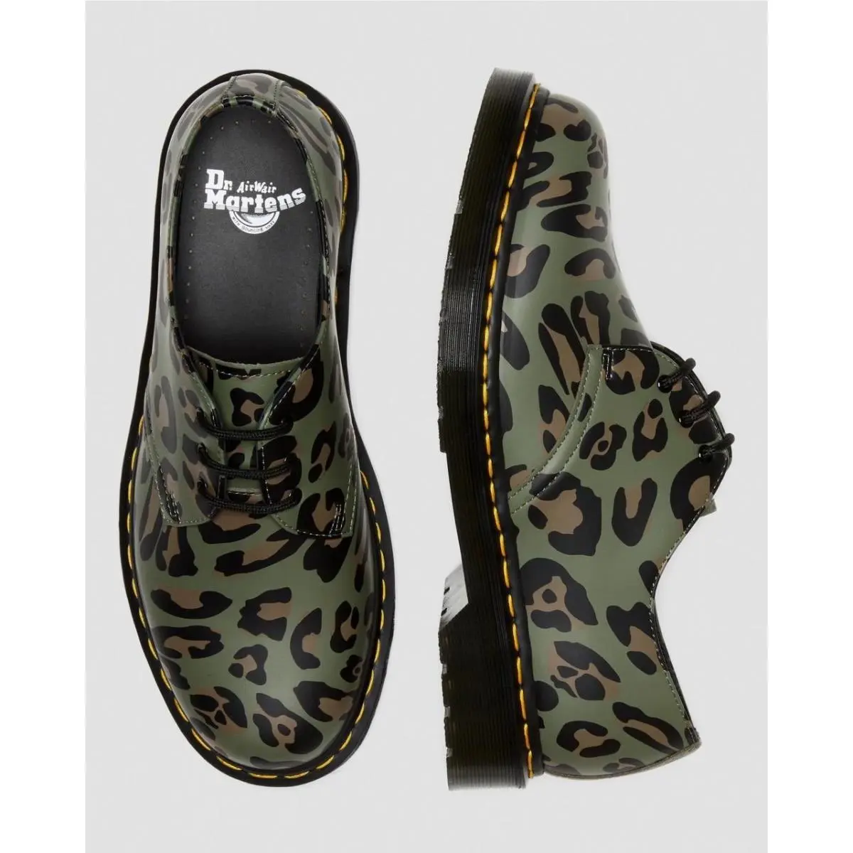 1461 Distorted Leopard Print Oxford Shoes Khaki Green US 8W 7M by Dr. Martens
