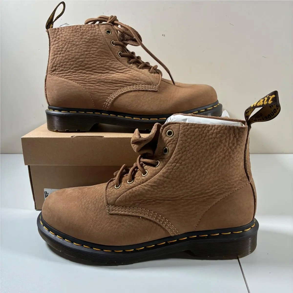 101 UB Boots 9 Savannah Tan Tumbled Nubuck 6-Eye 31810439 by Dr. Martens