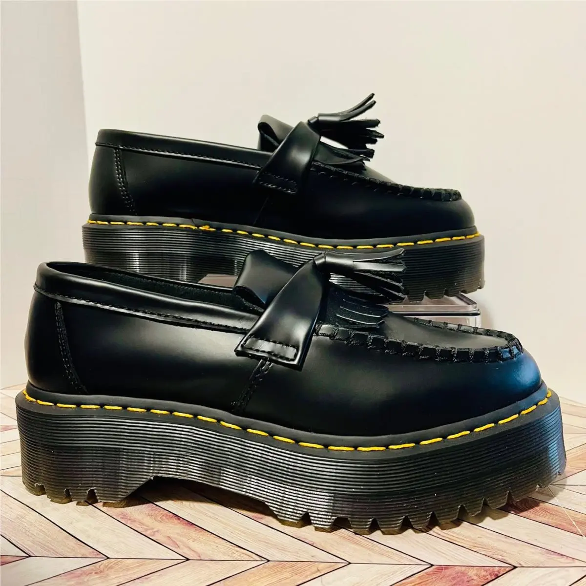 Dr Martens Adrian Quad Black Tassel Platform Loafers M 7 L 8 Kiltie Academia by Dr. Martens