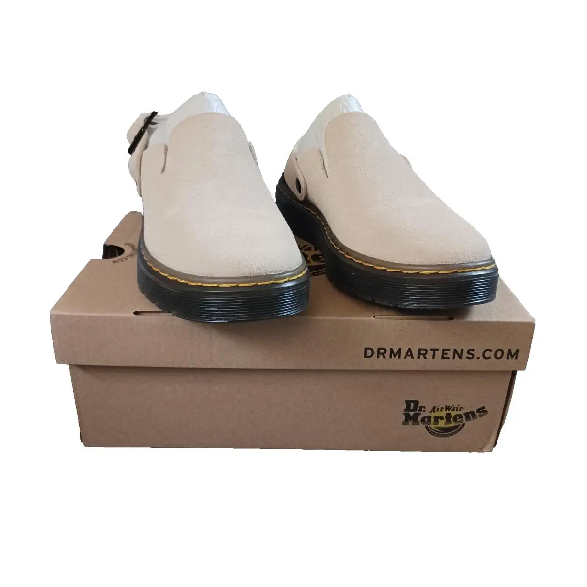 Dr. Doc Martens Suede Mules Womens 6 Beige Carlson Warm Sand Slip On Shoes