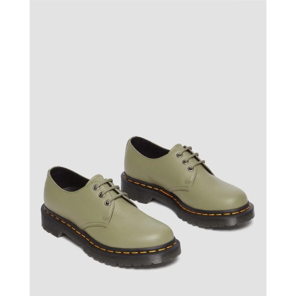 1461 Virginia Leather Oxford Shoes Muted Olive Womens 7 31696357 by Dr. Martens