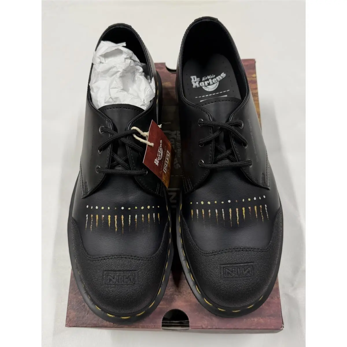 X Nine Inch Nails Nin Backhand Leather Boots Downward Spiral US 11 by Dr. Martens