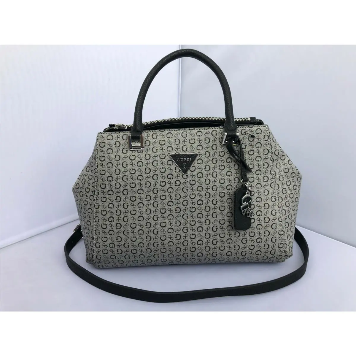Black Beige Color SV 708806 Large Hand Bag Satchel Size 14x10x6 Inc by Guess