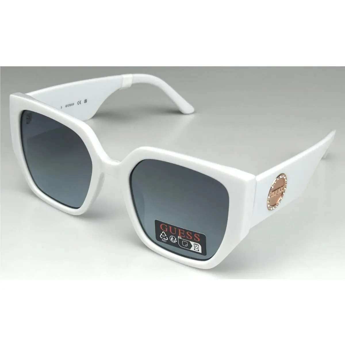 GO00049 21W Women`s 55mm White Frame Gray Lens Designer Sunglasses by Guess