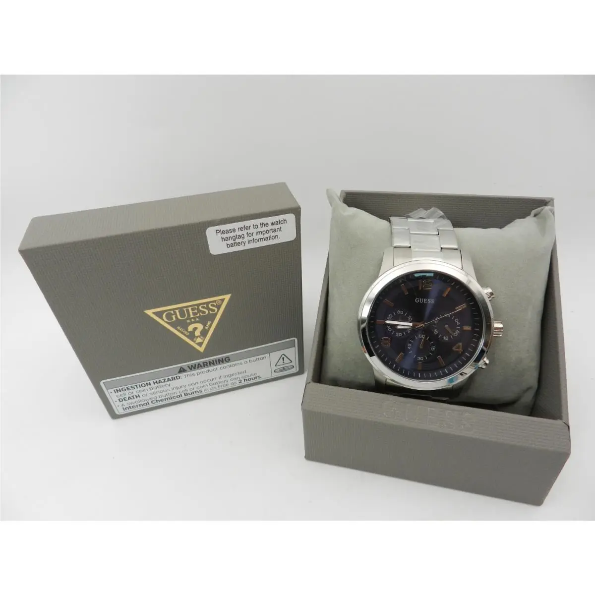 Guess Men`s Multi-function Silver Tone Stainless Steel Watch 42 mm