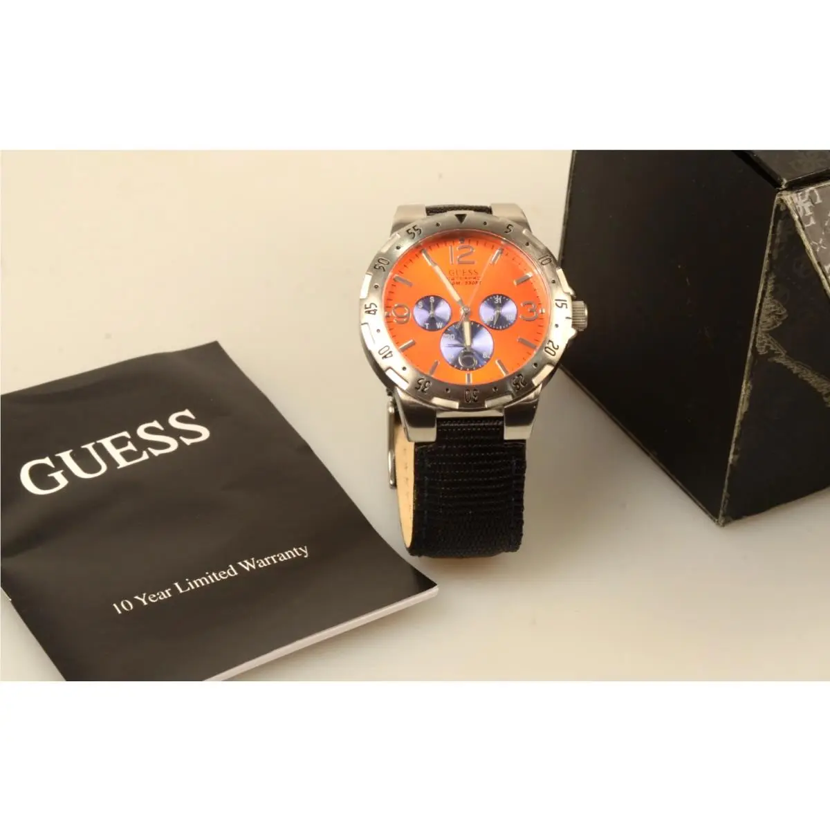 Waterpro Watch Orange Face Black Band 675886G Needs Battery by Guess