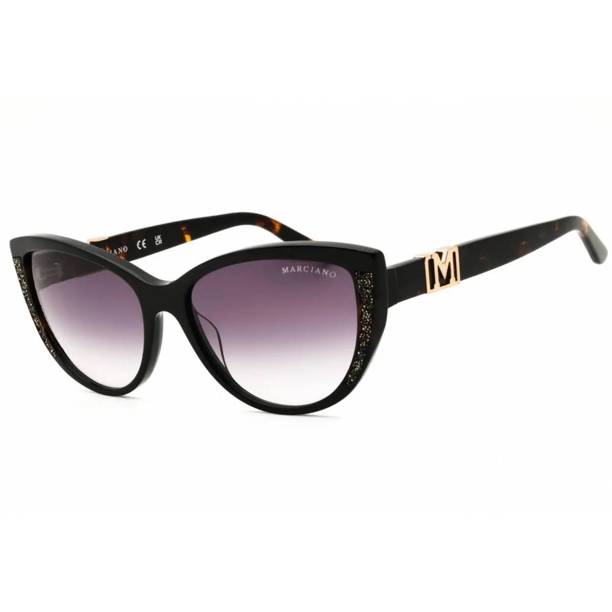 by Marciano Women`s Sunglasses Black/dark Havana Cat Eye Frame GM00011 05B by Guess