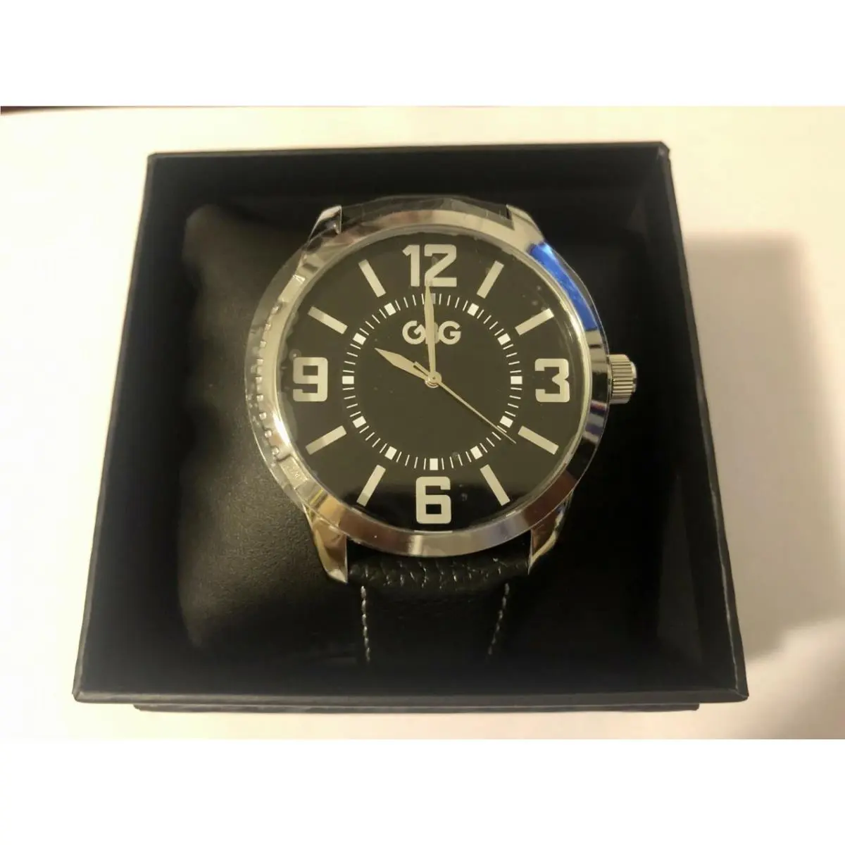 by Gbg Los Angeles Men`s Leather Belt Black Watch by Guess