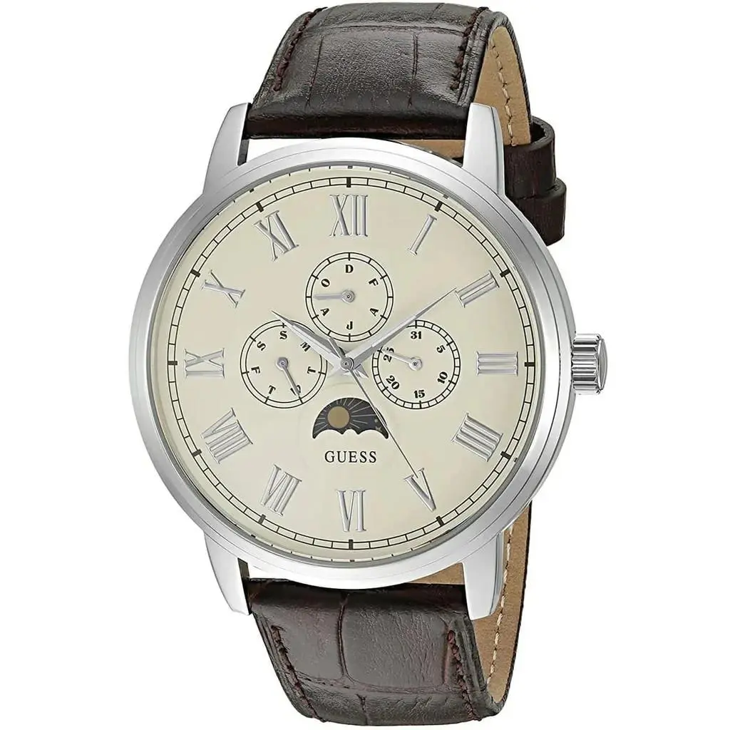 Men`s Moonphase W0870G1 Cream Color Dial Watch. Dow and Dom Function by Guess