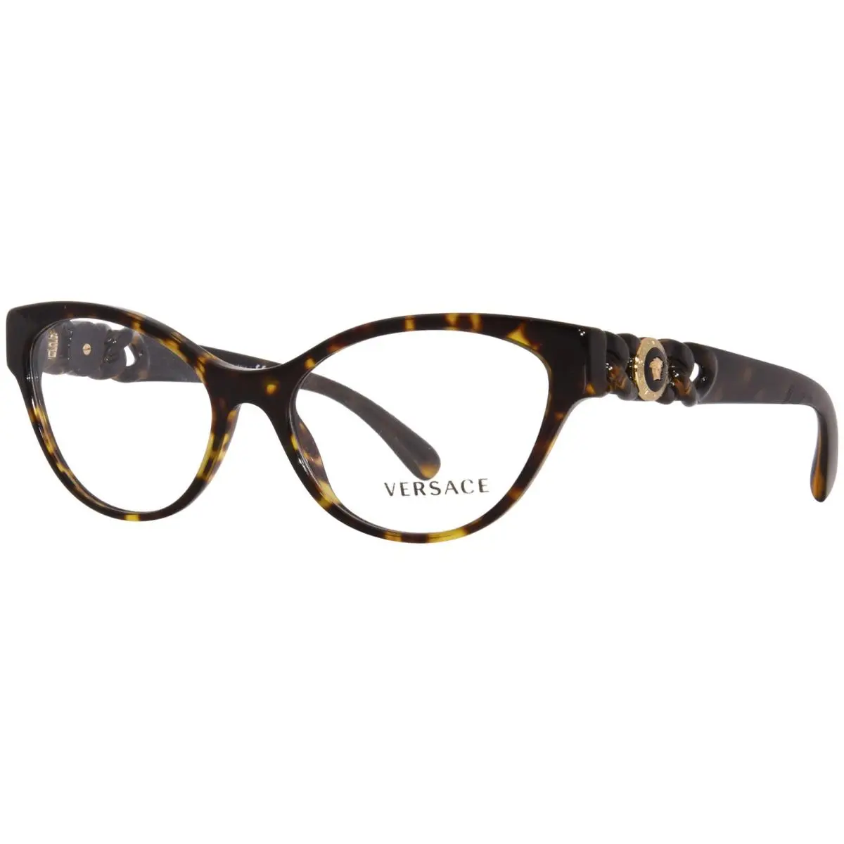 Versace VE3305 108 Eyeglasses Women`s Havana Full Rim Cat Eye 55mm