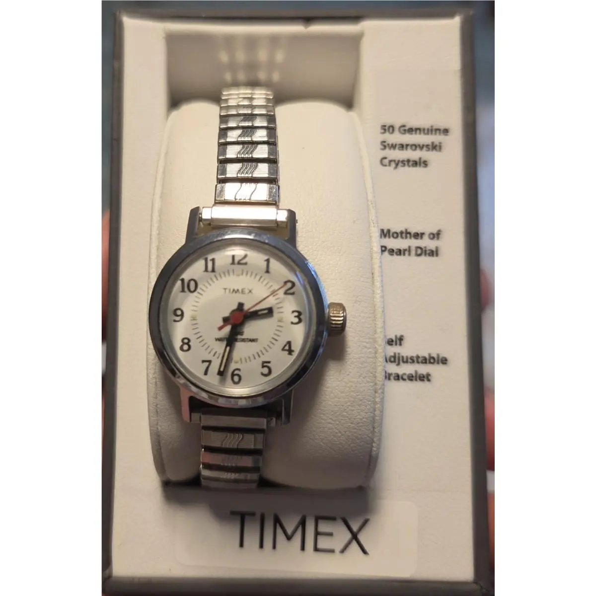 Vintage 80s  Water Resistant Women Watch Stainless Steel Bracelet Keep Time by Timex