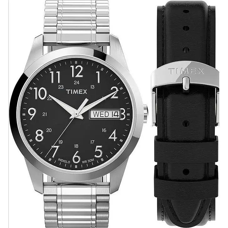 Timex Men T2M932 South Street Sport Black/silver-tone Stainless Steel Expansion