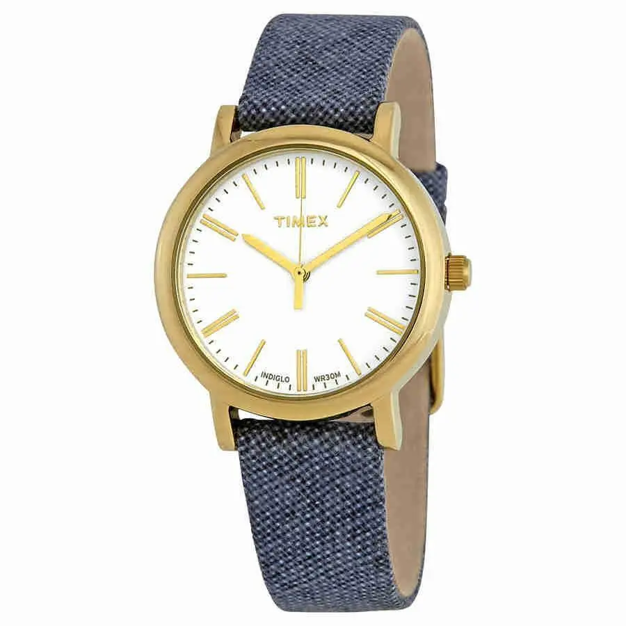 Originals Linen | Women`s Originals Linen Blue Fabric Strap Minimal Dial Watch TW2P63800 by Timex