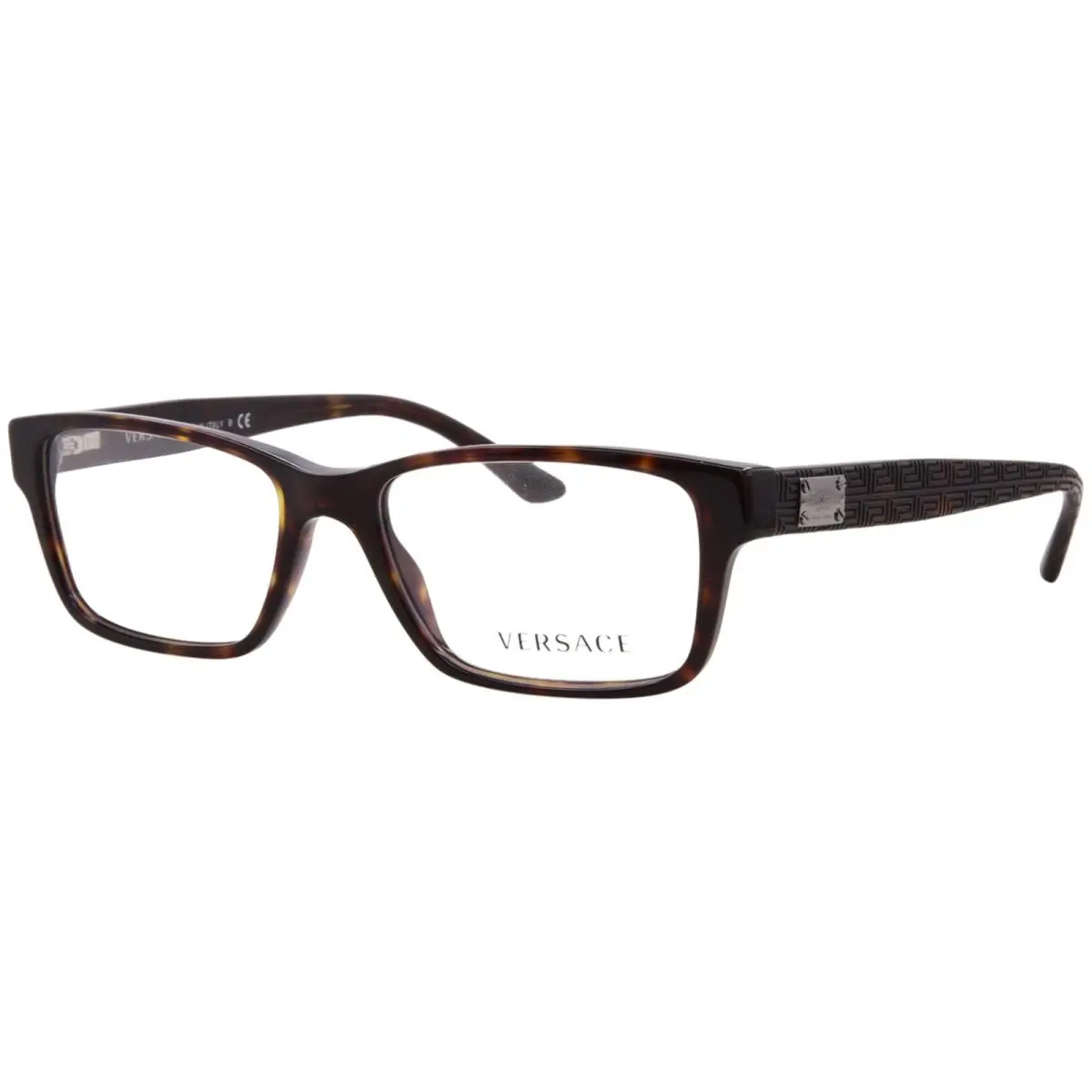 Versace VE3198 108 Eyeglasses Men`s Dark Havana Full Rim Rectangle Shape 53mm